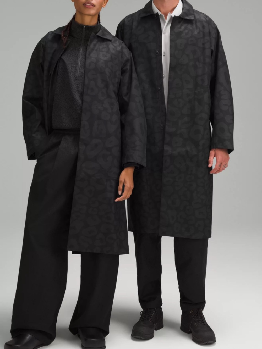 Lululemon Lab Leopard Print Overcoat size XL Black Leopard